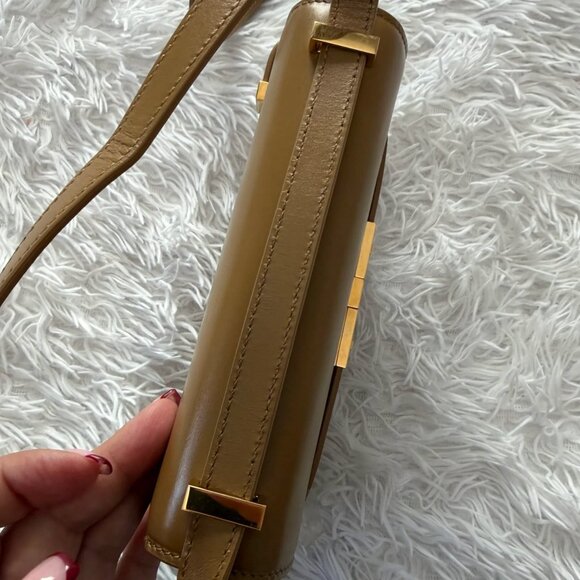 SAINT LAURENT Smooth Calfskin Mini Manhattan Shoulder Bag in Tabac Brown - Picture 8 of 13